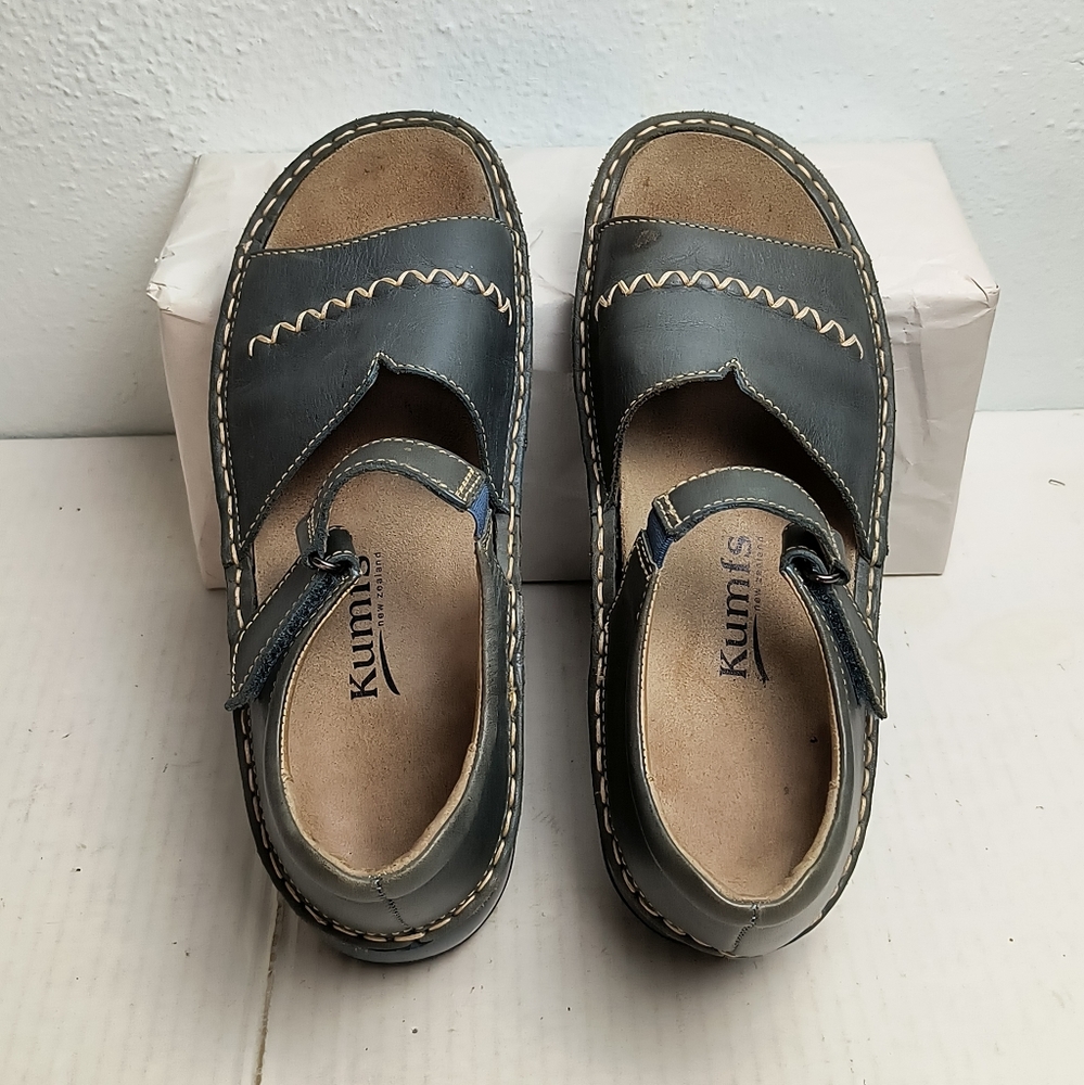 Kumfs Zealand Orthopic Sandal 8/39 Teal Mary Jane Hook & Loop Open Toe - Picture 4 of 10